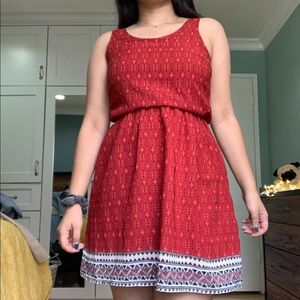 Red flowy dress